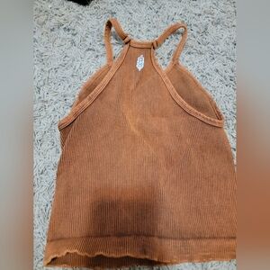 Free People Happiness runs long Rust Ribbed Tank Top